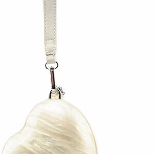 Elegant Heart-Shaped Clutch Purse With Pearl Chain for Weddings and Parties